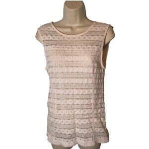 Ann Taylor Women's Top Size Small Sleeveless Ivory Crochet Coquette Capsule